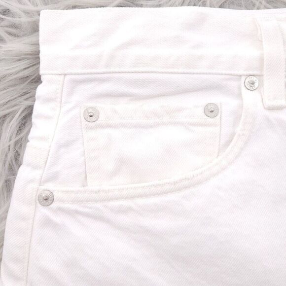 Agolde Broken Waistband Short Solid White Cotton Denim A9105-1183 - Picture 7 of 10